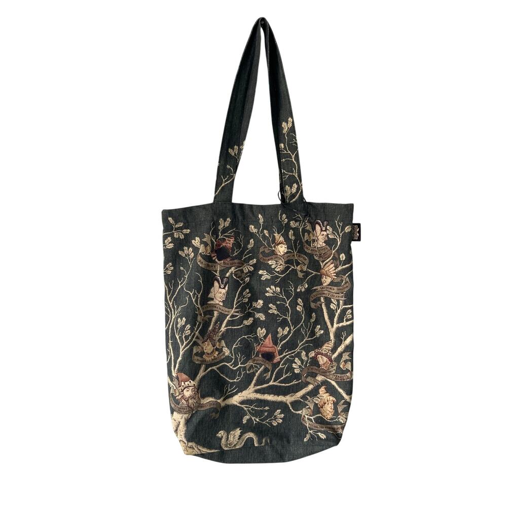 MinaLima Black Family Tree Dark Green Tapestry Tote Bag Deluxe Version